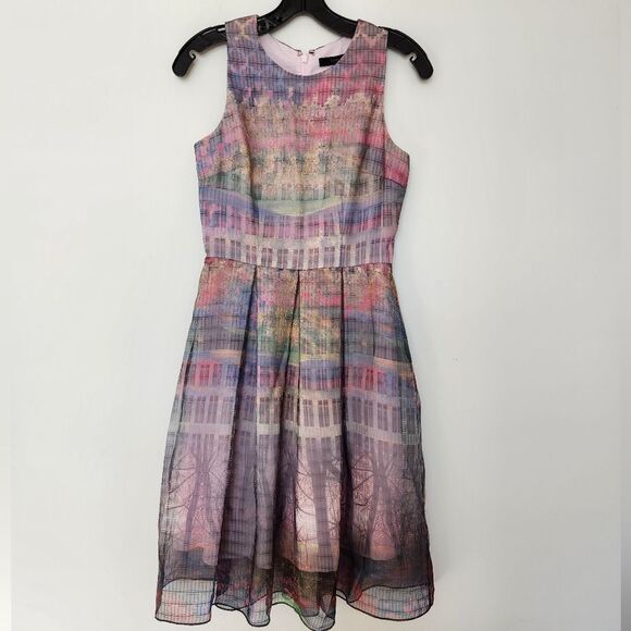 Cynthia Steffe Fit/Flare‎ Cityscape Print Dress - Picture 1 of 14